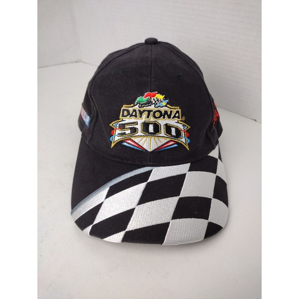 ISC Nascar  "Daytona 500" 2004 Checker Black Snapback Hat Embroidered